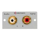 Kindermann 7444000410 Audio L/R 2xCinch Lötanschluss alu Anschlussblende Halbblende 50x50mm
