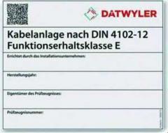 Dätwyler 1300479 DIN 4102-12 E30-E90 148x210mm (PK=10Stk) Kennzeichnungsschild