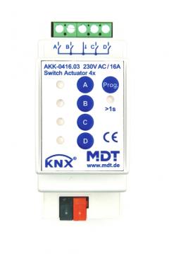 MDT AKK-0416.03 Schaltaktor 4-fach, 2TE, REG, 16A, 70, 10EVG, 230VAC, Kompakt