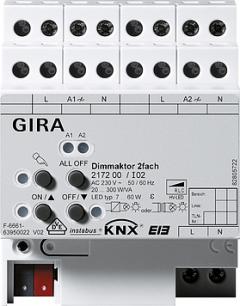 Gira 217200 Universal-Dimmaktor 2fach 2*300W KNX REG