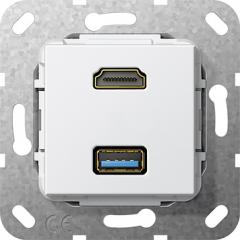 Gira 567903 HDMI, USB 3.0 A Kabelpeitsche Einsatz Reinweiß