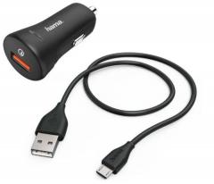 Hama 201612 mit Ladekabel Micro-USB, 19,5W 1,5 m sw Auto-Schnellladegerät