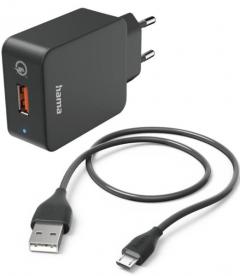 Hama 201621 mit Ladekabel Micro-USB, 1,5 m, schwarz Schnellladegerät