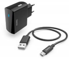 Hama 201622 mit Ladekabel Micro-USB, 12 W, 1,0m, sw Ladegerät