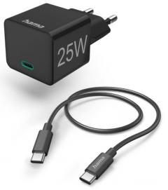 Hama 201623 USB-C, Mini-Ladegerät, PD, 25W, 1 m, sw Schnellladegerät
