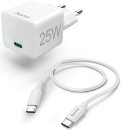 Hama 201624 USB-C, Mini-Ladegerät, PD, 25W, 1,5m ws Schnellladegerät