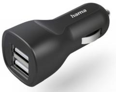 Hama 201636 mit 2x USB-A-Buchse, 12 W, schwarz Auto-Ladegerät