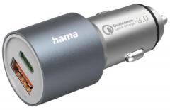 Hama 201639 1x USB-C PD, 1x USB-A QC, 38 W, Metall Auto-Schnellladegerät