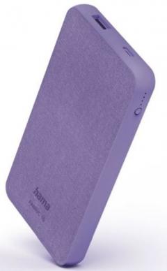 Hama 201659 Fabric 10 10000mAh, Paisley Purple Power Pack