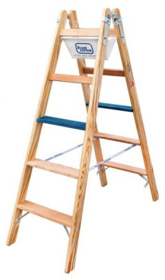 Iller Leiter Holz Stufen ERGO Plus 2x10 Stufen Stehleiter