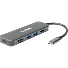 D-Link DUB-2327 6-in-1 USB-C Hub mit HDMI/Card Reader/Po Hub
