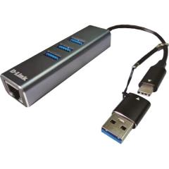 D-Link DUB-2332 USB-C/USB auf Gigabit Ethernet Adapter m Hub