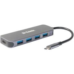 D-Link DUB-2340 USB-C auf 4-Port USB 3.0 Hub mit Power D Hub
