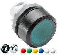 ABB Stotz-Kontakt MP1-11C , Leuchtdrucktaster-Vorsatz farblos, flach-tastend, Frontring Kunststoff schwarz , 1SFA611100R1108