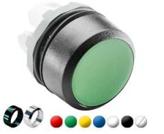 ABB Stotz-Kontakt MP1-7022 , Drucktaster-Vorsatz beschriftet grün, flach-tastend, Frontring schwarz , 1SFA611100R7022