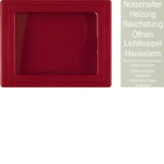 Berker 12970000 Zentralstück mit Glasscheibe, Wippe und Klebe-Schriftfolien rot, glänzend Berker