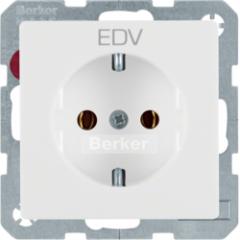 Berker 47436009 Steckdose SCHUKO mit Aufdruck polarweiß samt Berker Q.1/Q.3