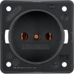 Berker 9619405 Steckdose ohne Schutzkontakt schwarz, matt Integro Einsätze