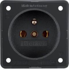 Berker 9619505 Steckdose mit Schutzkontaktstift schwarz, matt Integro Einsätze