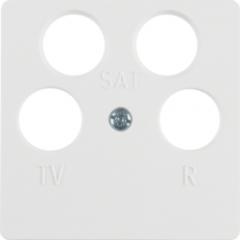 Berker 148409 Zentralplatte für Antennen-Steckdose 4Loch polarweiß, glänzend Zentralplattensys