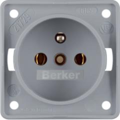 Berker 961852506 Steckdose mit Schutzkontaktstift grau, matt Integro Einsätze