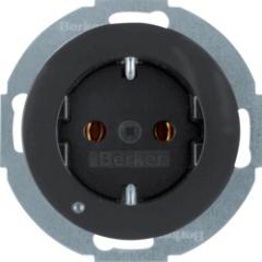 Berker 41092045 Steckdose SCHUKO mit LED-Orientierungslicht schwarz, glänzend Serie R.classic