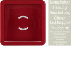 Berker 1295 Zentralstück mit Glasscheibe, Wippe und Klebe-Schriftfolien rot, glänzend wg Up