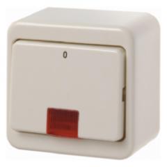 Berker 301240 Kontroll-Wippschalter mit roter Linse weiß, glänzend Aufputz