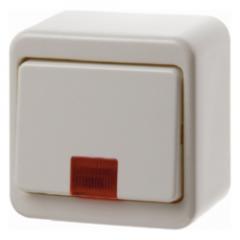 Berker 301640 Kontroll-Wippschalter mit roter Linse weiß Aufputz