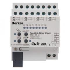 Berker 75312012 Fan Coil-Aktor 2fach 10 A Schließer, Hand, Status, REG lichtgrau KNX