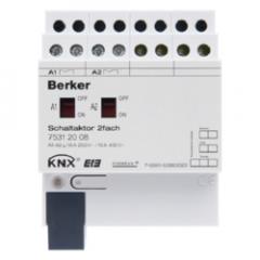Berker 75312008 Schaltaktor 2fach 16 A Schließer, Hand, Status, REG lichtgrau KNX