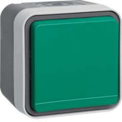 Berker 6745643503 Steckdose mit Schutzkontaktstift und grünem Klappdeckel AP Berker W.1 lichtgrau