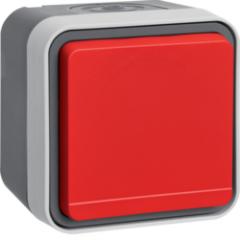 Berker 6745643501 Steckdose mit Schutzkontaktstift und rotem Klappdeckel AP Berker W.1 lichtgrau m