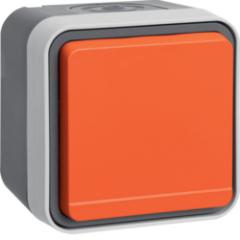 Berker 6745643507 Steckdose mit Schutzkontaktstift und orangem Klappdeckel AP Berker W.1 lichtgrau