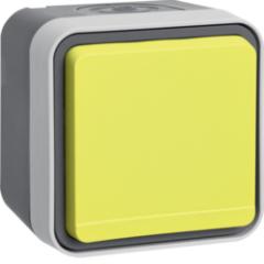 Berker 6745643504 Steckdose mit Schutzkontaktstift und gelbem Klappdeckel AP Berker W.1 lichtgrau
