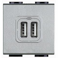 Bticino NT4287C2 USB-Ladestation LivingLight USB A+C 2-modulig Tech , (Aluminium)