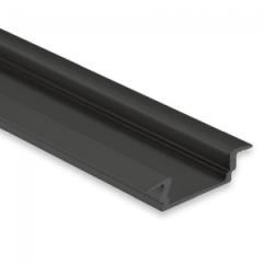 DOTLUX 4036 Alu-Einbau-Profil Typ 5 200 cm, flach, Flügel, pulverbeschichtet schwarz RAL 9005 für LED-Streifen bis 12mm