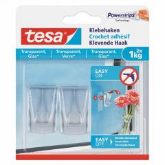 TESA 77735-00-00 Klebehaken Glas, 1 kg 2 x 1 kg, transparent