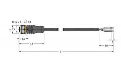 Turck 6625014 RKC4.4T-5/TEL M12 4polig gerade sw 5m PVC-Rundsteckverbinder