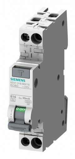 Siemens 5SV1316-4KK16 1TE 1P+N 6kA Typ F 30mA C16 FI/LS-Schalter
