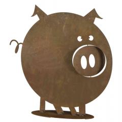 H.g-deko 5-0558 Schwein Gustav auf Bodenplatte Metall mit Edelrost, Höhe: 49cm