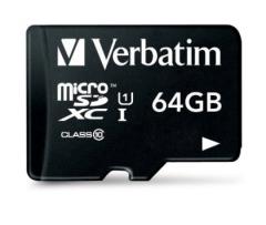 Verbatim microSDXC Card 64GB Class10 incl. Adapt.