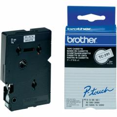 Brother TC-291 9mm/7,7m weiss/schwarz Schriftband