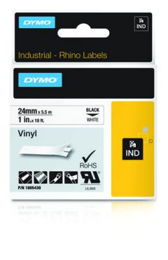 Brother 1805430 24x5,5m schwarz auf weiss Rhino Band IND, Vinyl
