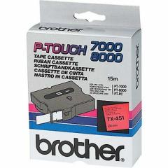 Brother TX-451 24mm/15m laminiert rot/schwarz Schriftband