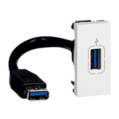 Legrand 078746 USB-Anschlusseinheit MOSAIC USBDOSE+KABEL 1MOD WS , (weiß)