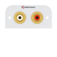 Kindermann 7441000510 Audio L/R 2xCinch mit Kabelpeitsche Anschlussblende Halbblende 54x54mm