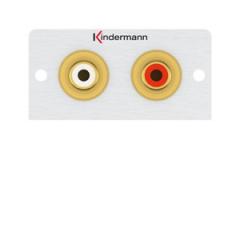 Kindermann 7444000510 Audio L/R 2xCinch mit Kabelpeitsche Anschlussblende Halbblende 50x50mm