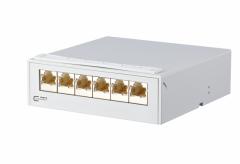 METZ CONNECT 6xRJ45 E-DAT 8 (8) BHT=121,5x39,7x118mm Patchpanel AP lichtgrau , 130862-06-E