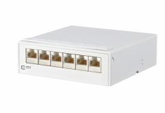 METZ CONNECT E-DAT C66X8 (8) 6xRJ45 Cat.6 reinweiss Patchpanel Aufputz-Verteiler , 130862-21-E